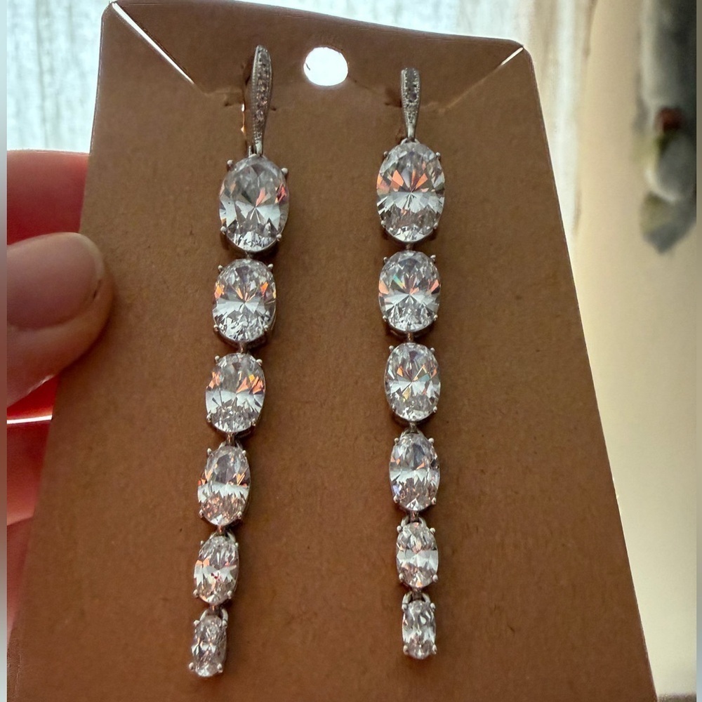 Stunning Oval Moissanite Drop Earrings